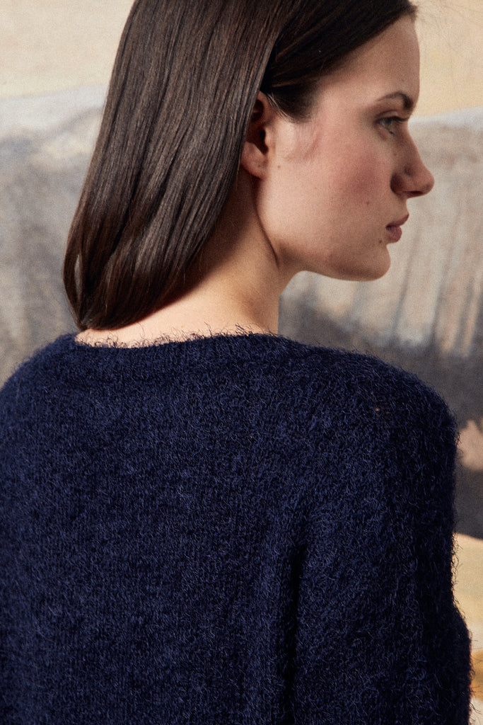 Alaska Seiden-Kashmir Sommerpullover blu