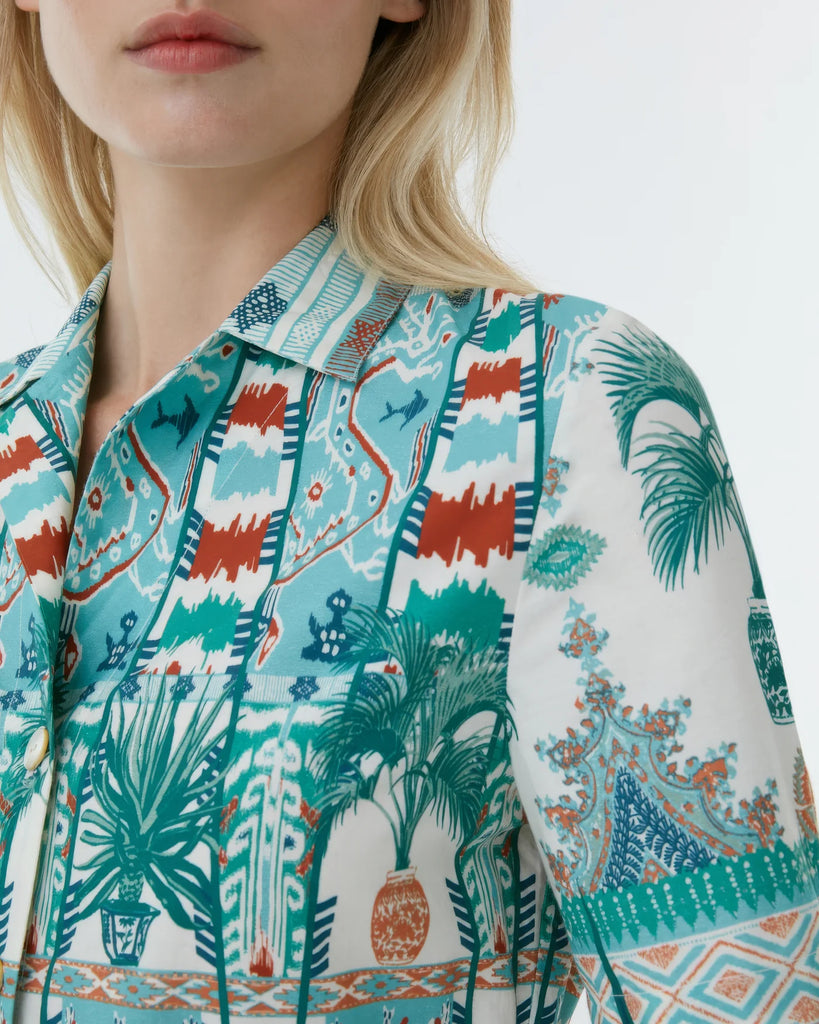Claudia Tribal Botanic Green Hemdblusenkleid