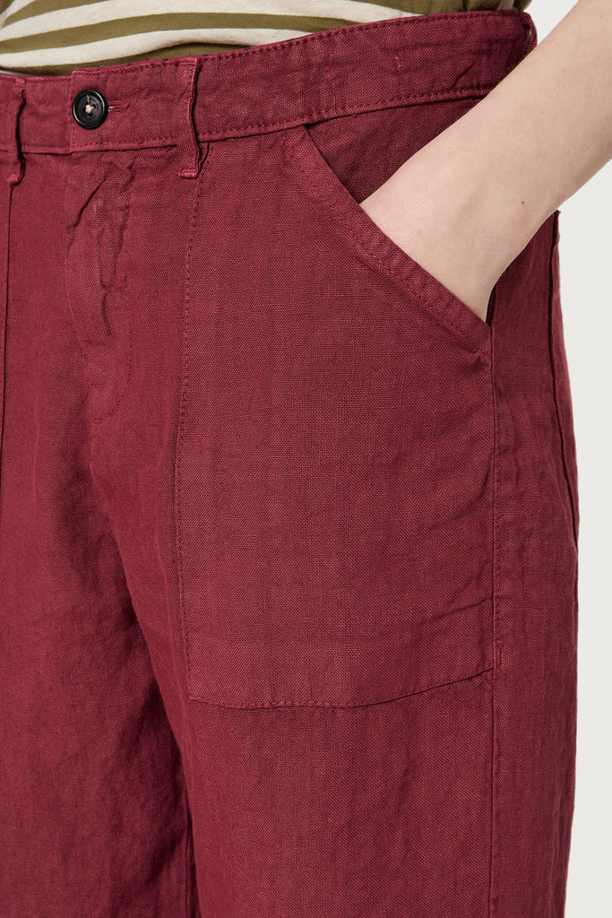Sarago Leinen Cargohose lampone