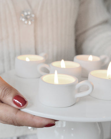Teelicht in Keramiktasse Set à 4 Stk - beschriftbar